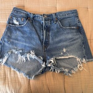 Levi’s Distressed Blue Denim Shorts